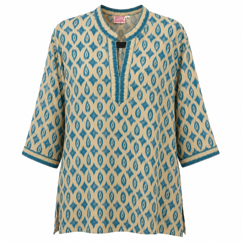 Mod's Mahal Boho Tunic Top Women Size XL Coastal Boho Mediterranean Indie Sleaze